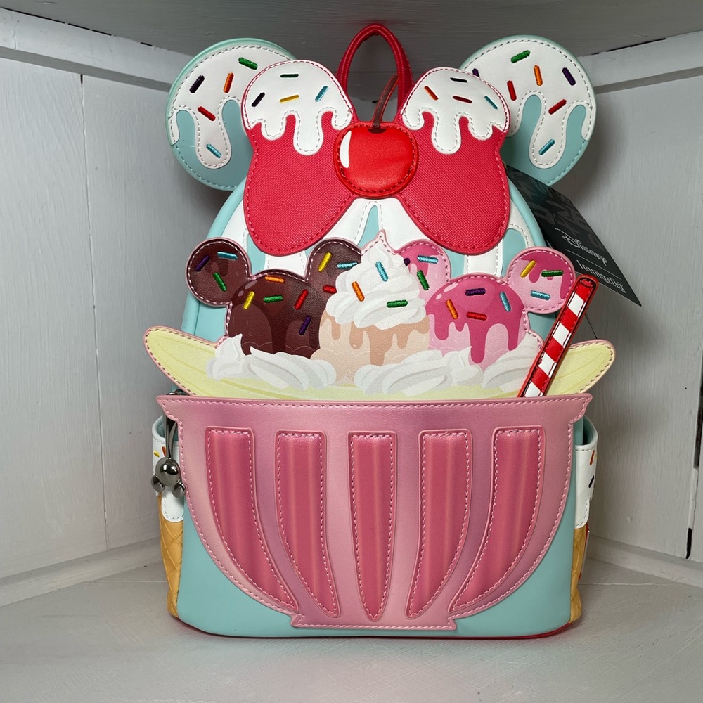 Loungefly Disney Mickey Banana Split Mini Backpack NWT 🍌🍦✨